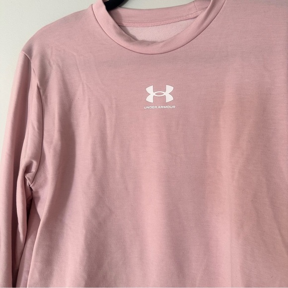 Under Armour Women’s Rival Terry Crew Light Weight Sweat Shirt Pink Size Small - Picture 2 of 9